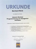 Zertifikat Garagentore und Antriebe