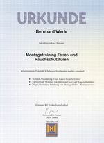 Zertifikat Montagetraining Feuertüren